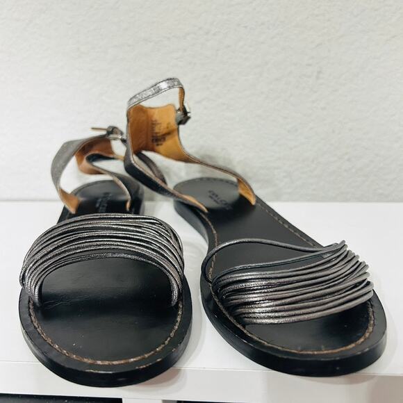 Coach Melynda Pewter Leather Cage Strappy Gladiator Adjacent Sandals Size 6 - Picture 5 of 11